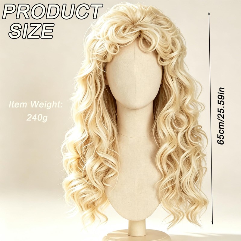 Curly Wig for Cosplay and Themed Events, Long Blonde Curly