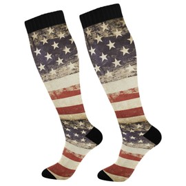 Wusikd Patriotic Compression Socks for Women and Men Circulation American Flag Long Socks for Athletic Running 1