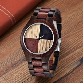 Dentily Wooden Watch Grain Handmade Wooden Watches for Men Creative Lightweight Quartz Mens Watches
