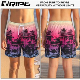 RIPT Costume Bambino Asciugatura Rapida – Boardshort con Rete Interna, Protezione UV 50, Pantaloncini Mare Surf Nuoto Estate (Rosa, 11-12 Anni)