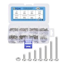 DTGN 310Pcs Nuts and Bolts Assortment Kit, M2 Phillips Pan Head Machine Screws, 304 Stainless Steel Metric Machine Screws Assortment Kit with Storage Case