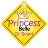 Princess Belle On Board Girl Car Sign Child/Baby Gift/Present 002