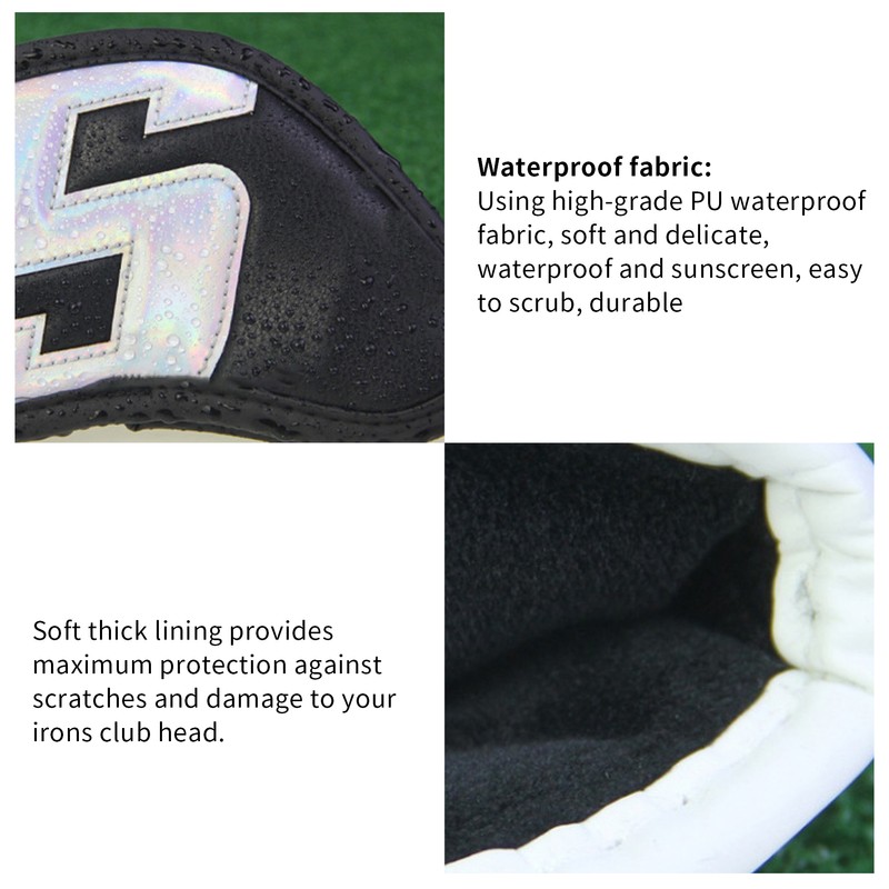 9PCS Golf Club Head Covers Waterproof PU Numbered Golf Club