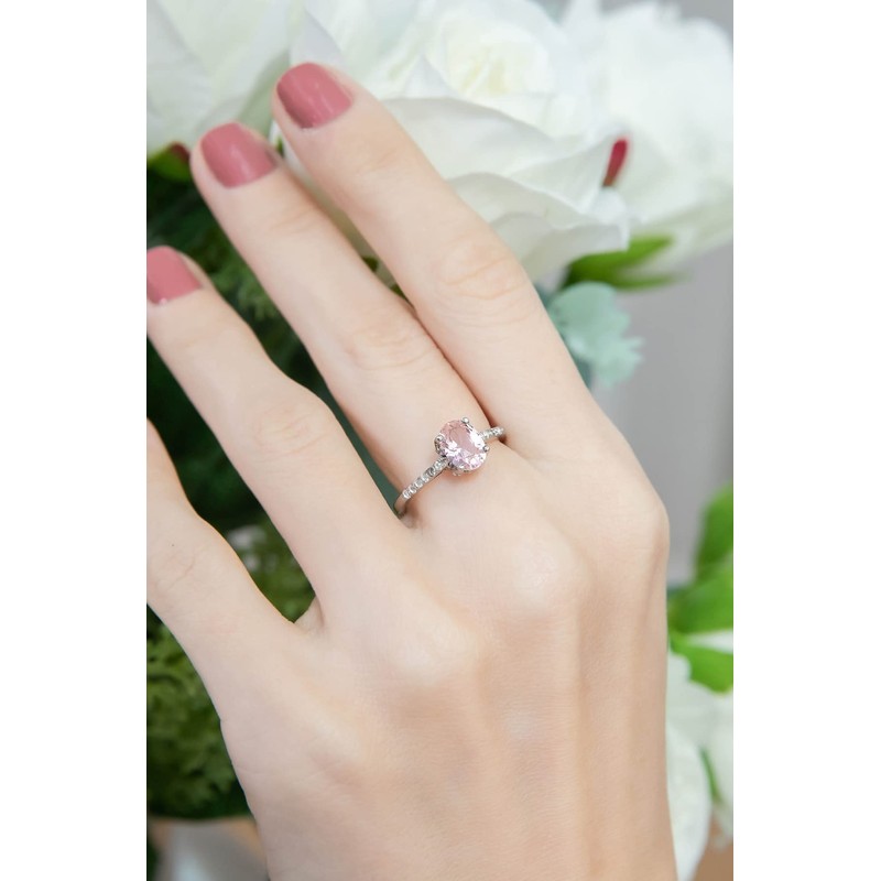 B. BRILLIANT Sterling Silver Simulated Morganite and White Topaz Oval