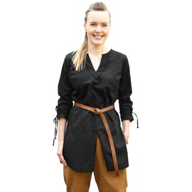 Battle-Merchant - Medieval Tunic Ylva for Women, Fitted Early Medieval Shirt, Shield Maid Outfit, LARP, Viking, Pirate, Costume, black, L