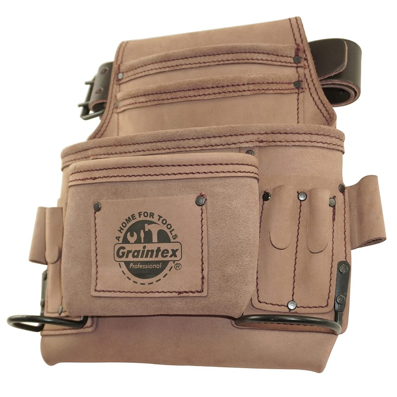 Graintex ST2140 10 Pocket Nail & Tool Pouch Top Grain