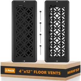 Floor Vent Covers, Floor Register 4x12, 2 Pack Adjustable Decorative Vent Covers for Home Floor, Ceiling or Sidewall Vent with Screws, Rust-Proof Heavy Duty Walkable Steel Floor Vents (4" X 12")