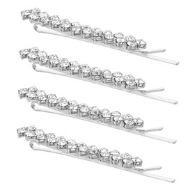 SAFIGLE Rhinestone Bobby Hairpins for Women Elegant Metal Hair Clips Sparkly Accessories for Weddings Parties and Daily Use Hs Silver
