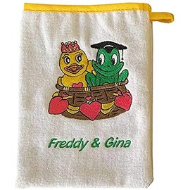 Freds Swim Academy 20111 Wash Mitt Soft Velour Terry Cloth with Fred & Gina Motif Approx. 16 x 20 cm White