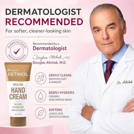 Retinol Crema de manos antienvejecimiento - la marca original de retinol para manos mas jovenes - Crema de manos rica y aterciopelada acondiciona y protege la piel, las unas y las cuticulas - La vitamina A minimiza el efecto de la edad en la piel