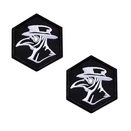 2 Pieces Plague Doctor Patch Tactical Morale Military Funny Patch with Hook and Loop Embroidered Fastener Uniform Emblem for Team Backpack Hat Jacket Vest Biker Travel Dogs Harness