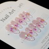 10 Pieces Handmade Nail Tips Cherry Blossom Pink Japanese Pattern