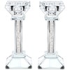 Crystal Candle Holders Set of 2-6.2" Tall Crystal Candlestick Holders