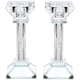 Crystal Candle Holders Set of 2-6.2" Tall Crystal Candlestick Holders - Ultra Elegant and Modern Centerpiece Home Decor