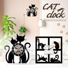 PIENSE Wall Clock, Wall Clock, Wall Clock, Cat, Scandinavia, Antique Interior, Analog (Cat A)