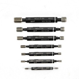 Thread Plug Gage Gauge Set Double End Go-No Go Class 2B ANSI Taper Lock Thread Gage Detection Tool (7PCS)