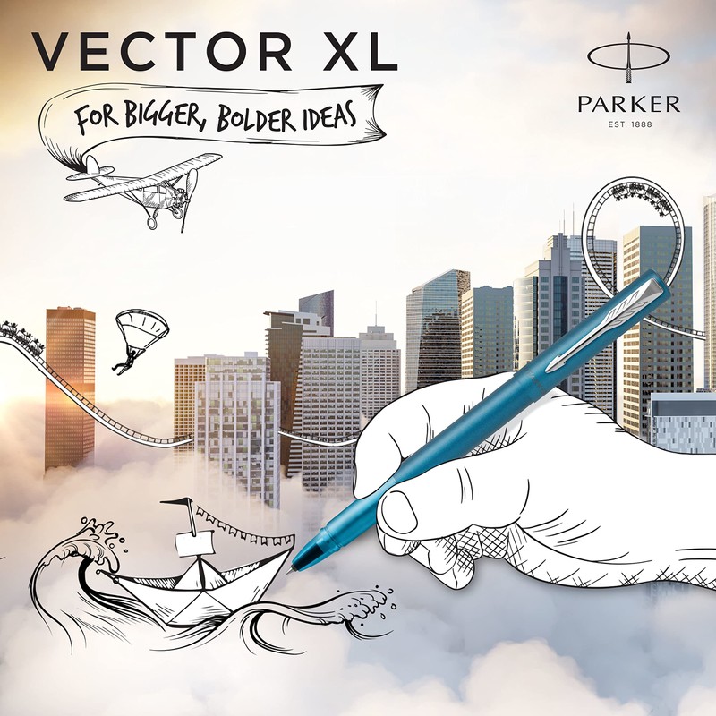 Parker Vector XL Rollerball Pen | Metallic Teal Lacquer on