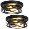 ZHU YAN Farmhouse Light Fixtures,2 Pack Flush Mount Ceiling Light,Rustic