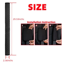 KHGUZ 2PCS Extra Long Car Seatbelt Cover, 29.53 inches Soft Leather Vehicle Safety Seat Belt Strap Cushion, Comfortable Auto Shoulder Neck Chest Protection Pads Accessories, Extremely Long (Black)