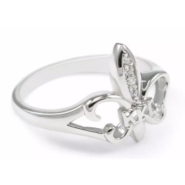 Kappa Kappa Gamma Fleur-de-Lis Ring with CZs | Fleur De Lis | Silver Rings **NEW