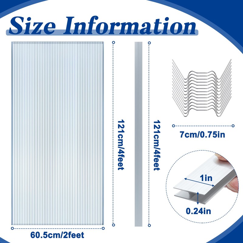 Hotop Polycarbonate Greenhouse Panels Kit 4' x 2' x 0.24"