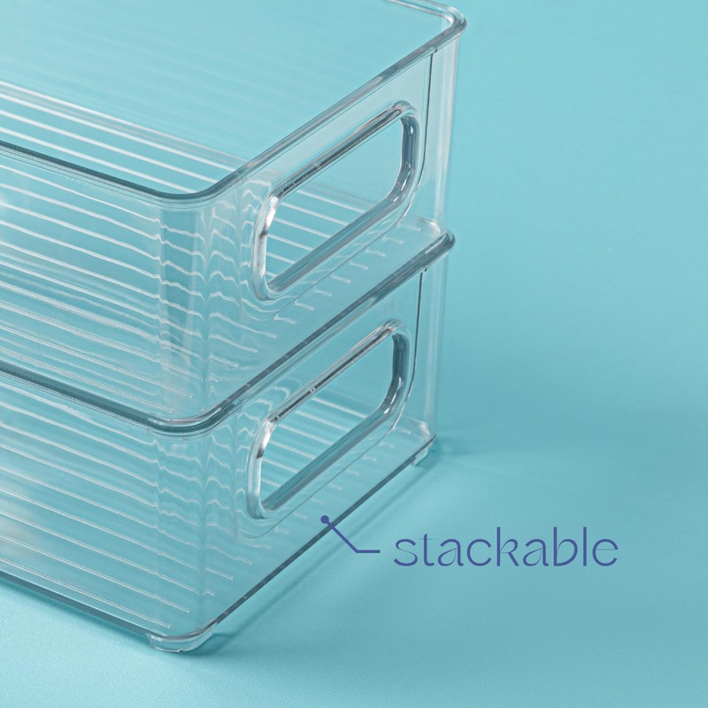 primebox Clear Plastic Organizing Container with Integraged Handles for Home