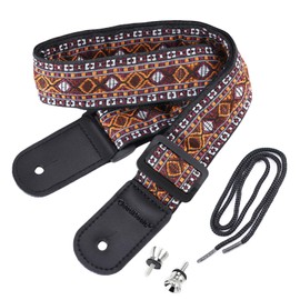 CLOUDMUSIC Tenor Concert Soprano Baritone Ukulele Strap Coloful Hawaii Floral Jacquard For Adult Size And Kids(Brown Tribal Patern)