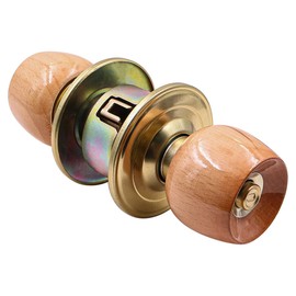 ZONADAH Entrance Beech Wood Ball Knob Set, 60mm Latch, Door Lock for Interior Doors with 3 Keys Locking Mechanism, Ideal for Rooms Requiring Extra Security, Home, Office Garage,Storage