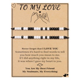 Matching Bracelets Valentines Day Gifts Adjustable Couples Bracelets to My Love Beaded Morse Code Promise Boyfriend Gifts for Anniversary Engagement Wedding