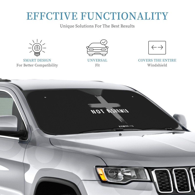 Generic Car Windshield Sunshade, Foldable Sun Visor, Religious Christian Faith