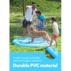 SLOOSH Splash Pad Sprinkler Mat - 6ft Tropical Leaves Outdoor Water Play Toys for Kids Dogs, Backyard Summer Party Decor Outside Water Games Fountain Pool Children Boys Girls Toddlers Baby (Blue)