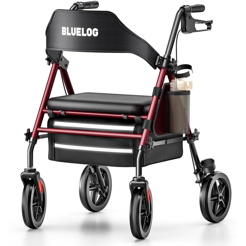 Bluelog Walkers for Seniors Rollator Walkers with Seat, 350lb Capacity
