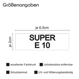 10 x Sticker Fuel Marking Finest Folia Fuel Cap Car Note Fuels AdBlue Petrol Mix Diesel Water Super R022 (R022-08 Super E 10)