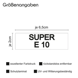 10 x Sticker Fuel Marking Finest Folia Fuel Cap Car Note Fuels AdBlue Petrol Mix Diesel Water Super R022 (R022-08 Super E 10)