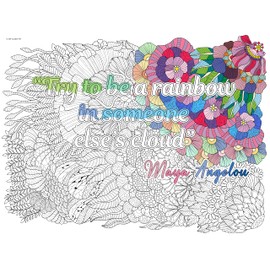 Giant Coloring Poster for Adults, Teens, and Kids - Large Inspirational & Motivational Mandala Coloring Page Sheets - Ideal for Classroom, Office, Home & Group Activities (Try To Be A Rainbow, 36x48)