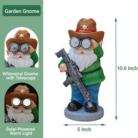 Elegondrar Outdoor Garden Gnome Statue with Telescope - 10.6-Inch Resin Statue for Father's Day, Christmas, Thanksgiving, Housewaming, Memorial Day Gifts - Gnome Decorations for Yard, Patio, or Lawn