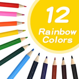 Dotbengc Mini Colored Pencils, Wooden Coloring Pencil, Short Pre-Sharped Pencils for Drawing and Doodling, Multi-color Pencils, Beginners School Art Supplies, 12 Colors (12 PCS)