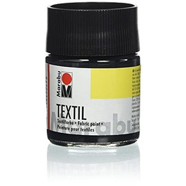 Marabu 17160005073 Textile Fabric Paint Black 50 ml Water-Based Fabric Printing Paint for Light Fabrics Washable up to 60 °C Soft Grip Easy to Fix by Ironing or Oven