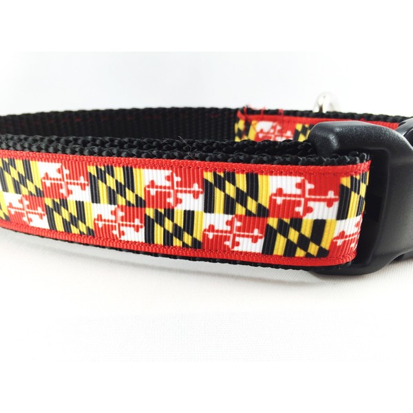 Caninedesign, Maryland Flag Dog Collar, 1 inch Wide, Side Release