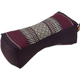 GURU SHOP Kapok Neck Pillow, Neck Support, Thai Pillow, Dark Red/Grey, 11 x 14 x 32 cm, Neck Pillow in Thai Style