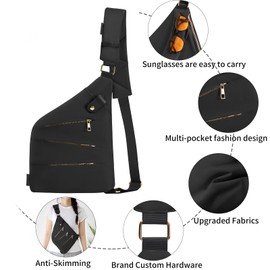 NUQUNDOY Anti-Theft Crossbody Bag for Women, Fanny Packs for Women, Foldie Travel Bag Expandable, Lightweight Travel Chest Bag,Black