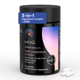 MitoQ Complejo de triple magnesio  Glicinato, taurinato y óxido de magnesio con GABA para la salud cardíaca, el manejo del estrés y un sueño más...   