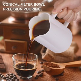 AZYM Pour Over Coffee Maker,V60 Coffee Dripper Set with 20 Count Paper Coffee Filters,Four-Leaf Clover-Shaped Drip Coffee Maker,Vintage Ceramic Carafe,for Home Brewing,Camping,17.5 oz (White)