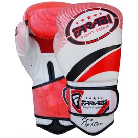 Farabi Sports Boxing Gloves Men and Women Kickboxing Gloves - Muay Thai Gloves 10-oz 12-oz 14-oz 16-oz Red & Purple Boxing Gloves for Punching Bag, MMA, Muay Thai and Training (White/Red, 10-oz)