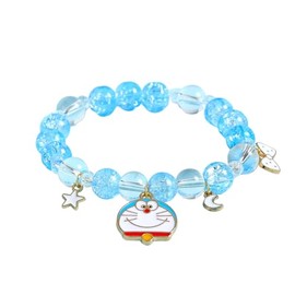 Blue Crystal Bracelets Bell Cat Cartoon Lovers Gifts Cartoon Cat Bracelet Crystal Beaded Bracelet Gifts for Cat Lovers Kawaii Bracelet Cute Jewelry for Women Friends Daughter Birthday Gifts