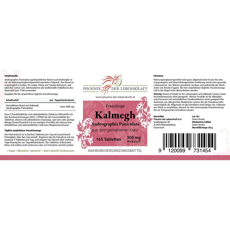 Kalmegh tablets, 300 mg active ingredient, tablets, premium quality, made