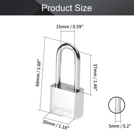 MroMax Keyed Padlock Anti Rust Lock Waterproof Padlock for Outdoor Use, 1.18inch Wide Body, Keyed Different - Stainless Steel Body & Shackle 1Pcs