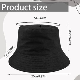 YOUYIKE 100% Cotton Double Sided Bucket Hat - Double Sided Bucket Hat for Men & Women - Sun Protection with Large Edge - Summer Leisure Hat for Beach, Travel & Outdoor - 15 Colours, black