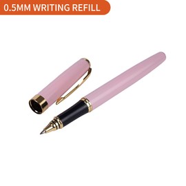 TRASEXTRA 0.5mm Gel Pens Fine Ball Metal Pen Body Ballpoint Pens Ballpoint Ink Pens Fine Point Smooth Writing Pens Black Ink Office Supplies Gifts for Women Men(Pink)