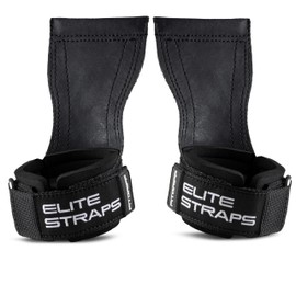 Fitgriff Elite Straps 2.0 - Lifting Straps with Rubber Pad for Strength Training - Bodybuilding, Fitness, Gym - Lifting Straps - for Men and Women (Black, S/M)